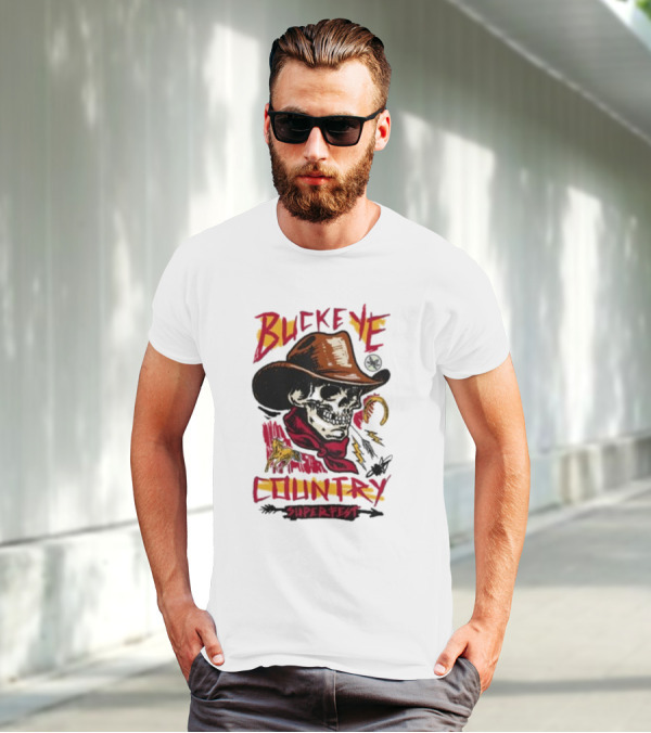 Buckeye Country Superfest Skeleton Cowboy With Horse And Lasso T-Shirt
