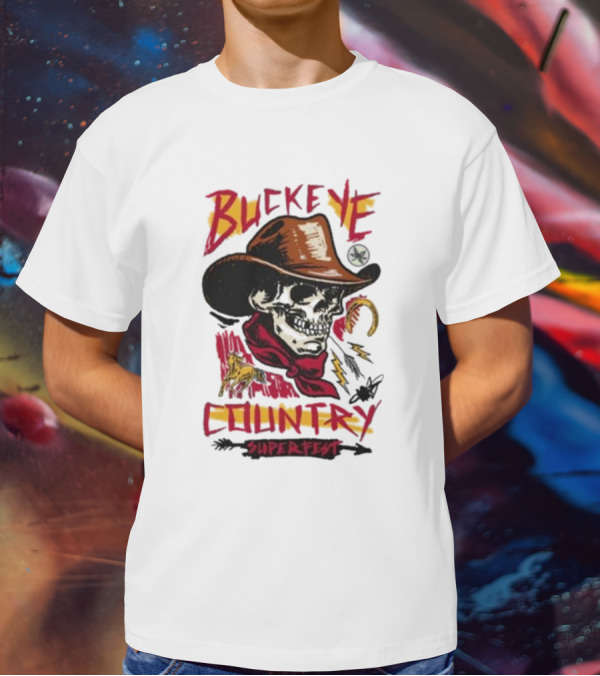 Buckeye Country Superfest Skeleton Cowboy With Horse And Lasso T-Shirt