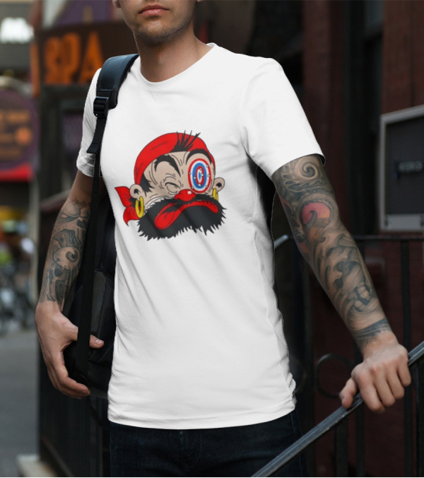 Popeye The Sailor Man Bluto Sindbad Face Close-Up Red Bandana Gold Earrings T-Shirt