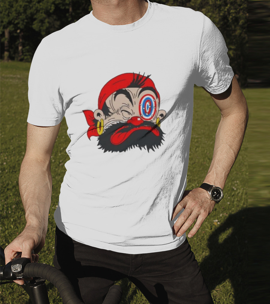 Popeye The Sailor Man Bluto Sindbad Face Close-Up Red Bandana Gold Earrings T-Shirt