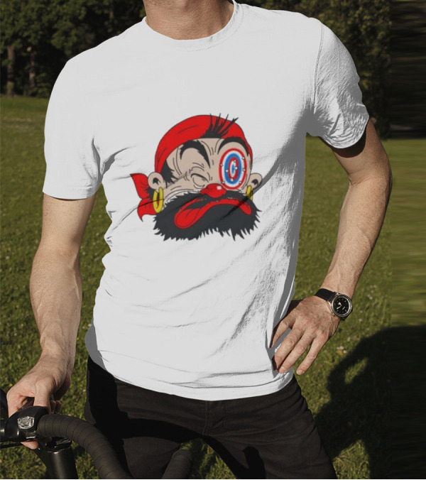 Popeye The Sailor Man Bluto Sindbad Face Close-Up Red Bandana Gold Earrings T-Shirt