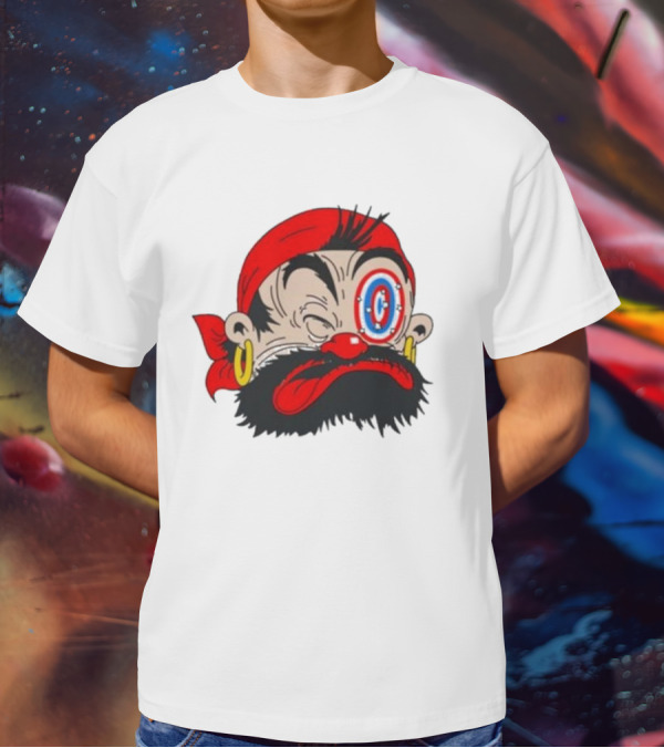 Popeye The Sailor Man Bluto Sindbad Face Close-Up Red Bandana Gold Earrings T-Shirt