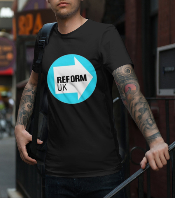 Reform UK Arrow Symbol Blue Circle T-Shirt