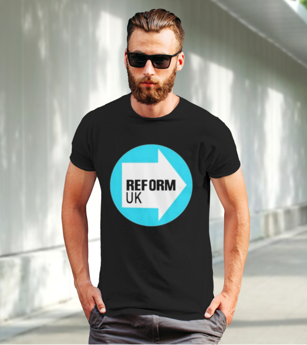 Reform UK Arrow Symbol Blue Circle T-Shirt