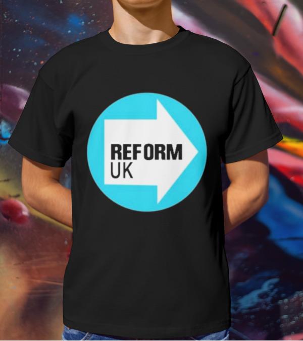 Reform UK Arrow Symbol Blue Circle T-Shirt