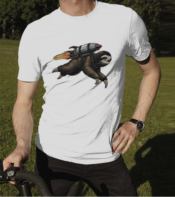 Sloth With Rocket-Powered Jetpack In Flight T-Shirt