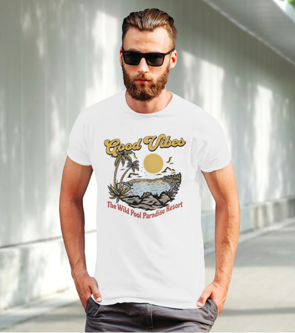 Good Vibes Tropical Sunset At The Wild Pool Paradise Resort T-Shirt