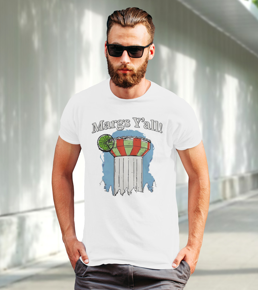 Margs Y'all Margarita Glass Water Tower Lime Slice T-Shirt