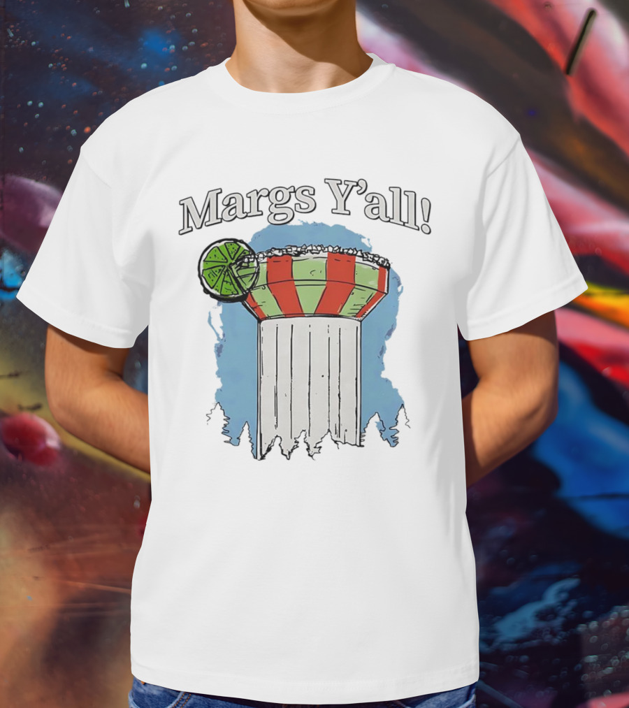 Margs Y'all Margarita Glass Water Tower Lime Slice T-Shirt