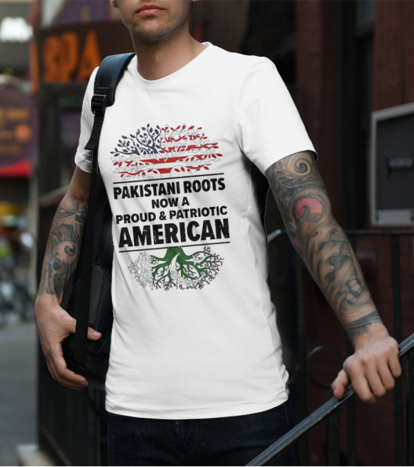 Pakistani Roots With Proud Patriotic American Flag Symbolism T-Shirt