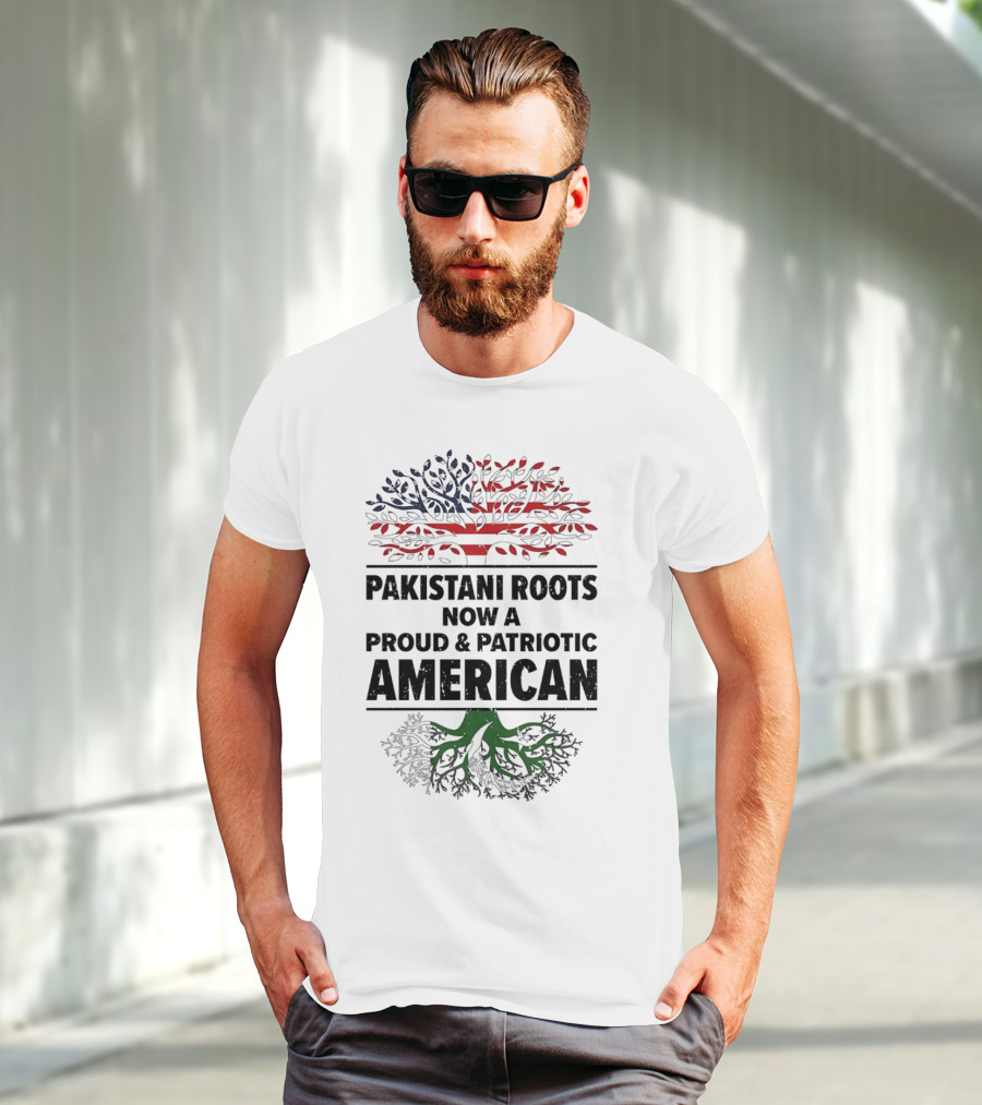 Pakistani Roots With Proud Patriotic American Flag Symbolism T-Shirt