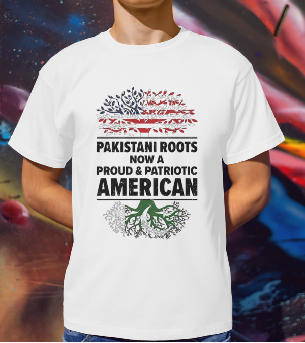 Pakistani Roots With Proud Patriotic American Flag Symbolism T-Shirt