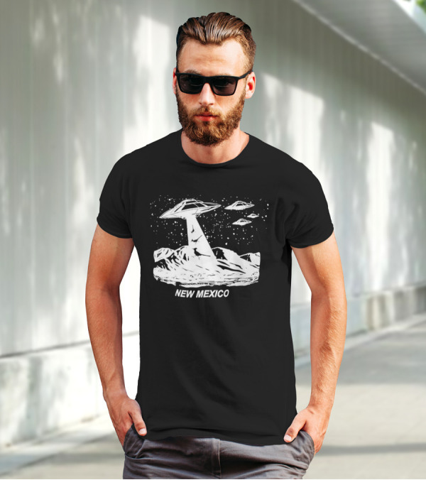 New Mexico UFOs And Aliens In Starry Sky Scene T-Shirt
