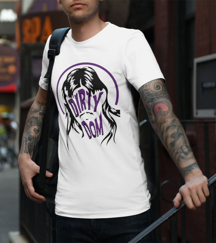 Dirty Dom Mullet Retro Style Black And Purple T-Shirt
