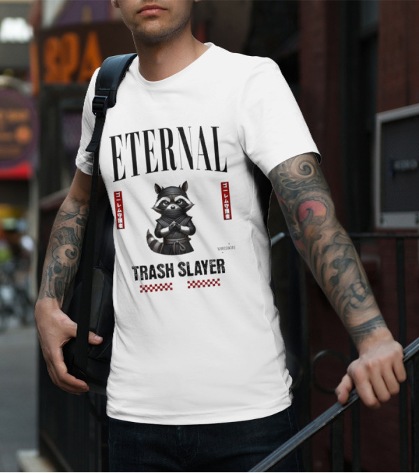 Eternal Ninja Trash Slayer Worldwide Raccoon T-Shirt
