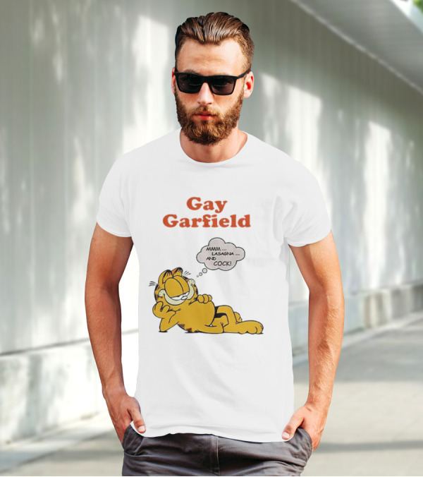 Gay Garfield Mmm Lasagna And Cock Meme T-Shirt