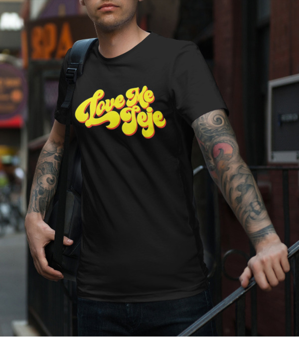 Love Me Jeje Retro Style Text Yellow And Red Groovy Font T-Shirt