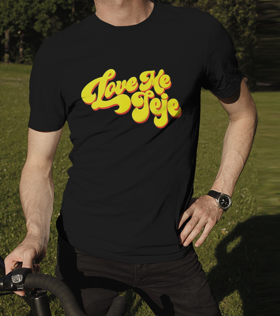 Love Me Jeje Retro Style Text Yellow And Red Groovy Font T-Shirt