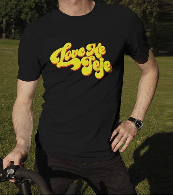 Love Me Jeje Retro Style Text Yellow And Red Groovy Font T-Shirt