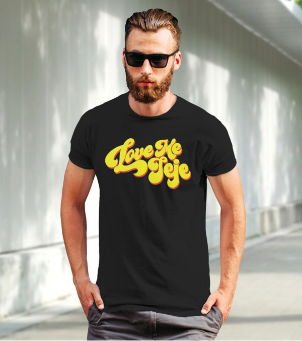 Love Me Jeje Retro Style Text Yellow And Red Groovy Font T-Shirt