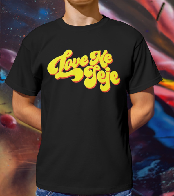 Love Me Jeje Retro Style Text Yellow And Red Groovy Font T-Shirt