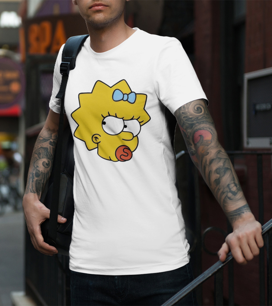 Manicita The Simpsons Maggie Angry Face With Pacifier And Bow T-Shirt