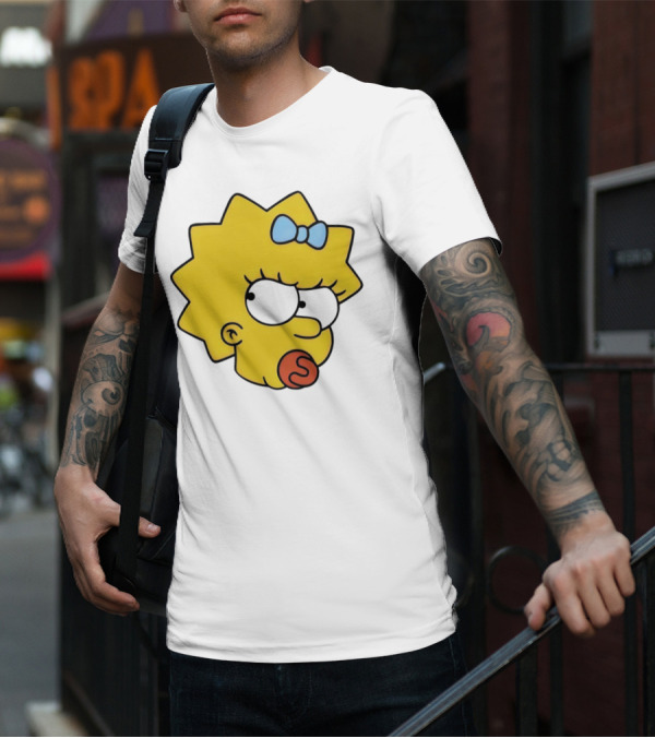 Manicita The Simpsons Maggie Angry Face With Pacifier And Bow T-Shirt