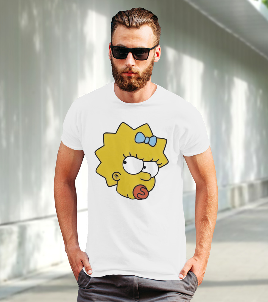 Manicita The Simpsons Maggie Angry Face With Pacifier And Bow T-Shirt