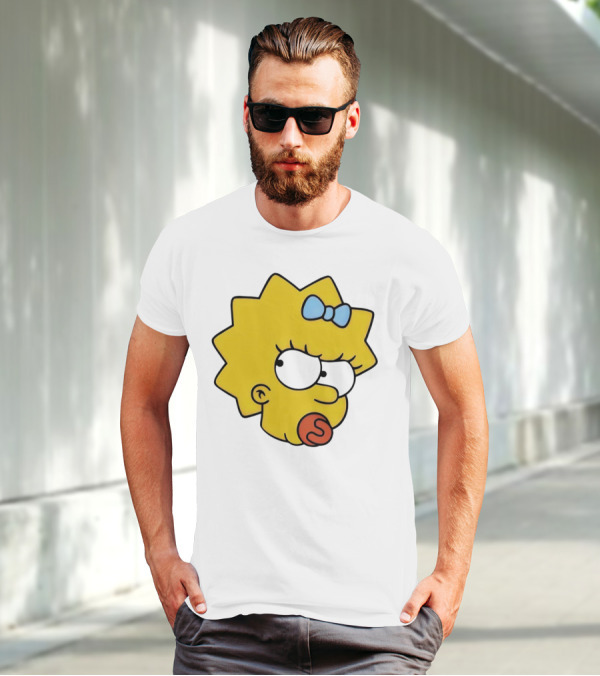 Manicita The Simpsons Maggie Angry Face With Pacifier And Bow T-Shirt