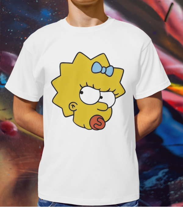 Manicita The Simpsons Maggie Angry Face With Pacifier And Bow T-Shirt