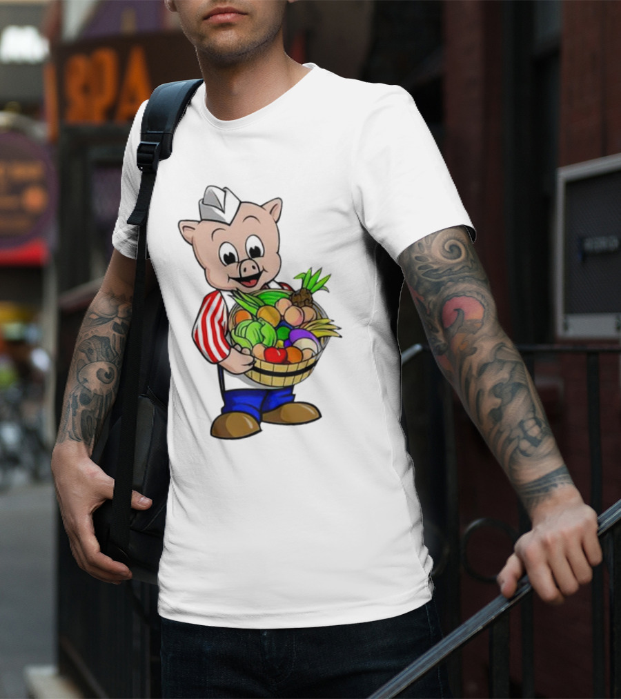 Piggly Wiggly Palmetto Pig With Basket Of Fresh Vegetables T-Shirt