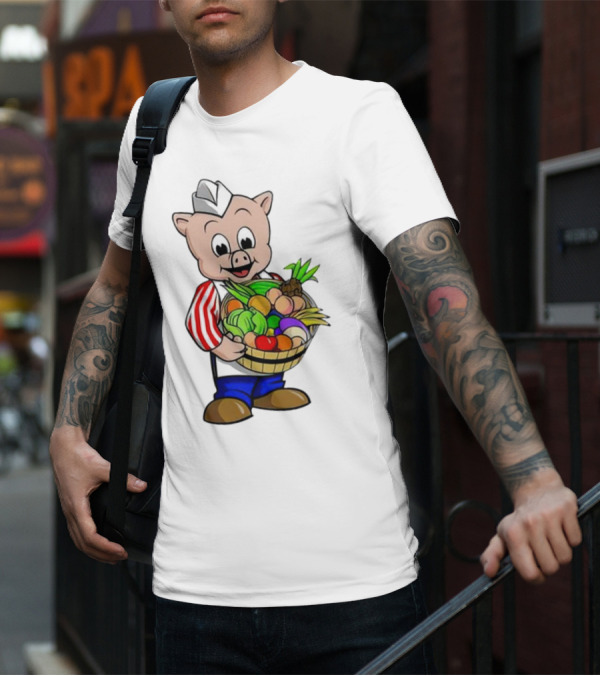 Piggly Wiggly Palmetto Pig With Basket Of Fresh Vegetables T-Shirt