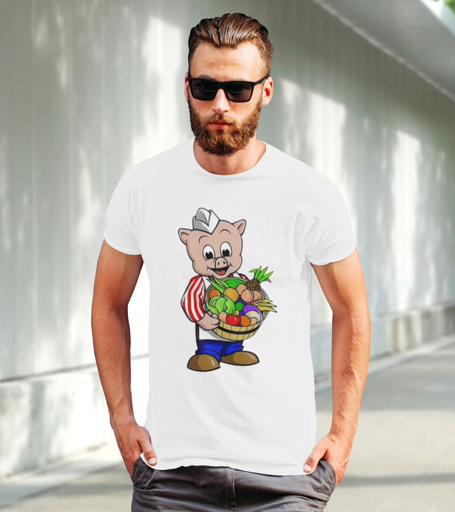 Piggly Wiggly Palmetto Pig With Basket Of Fresh Vegetables T-Shirt