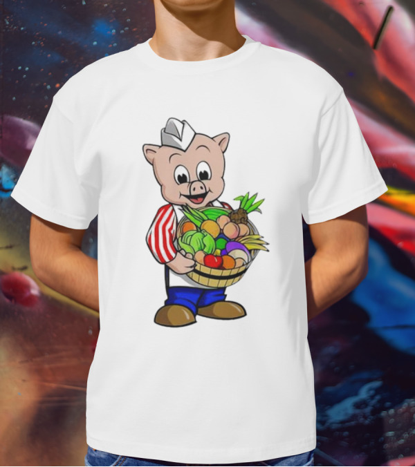 Piggly Wiggly Palmetto Pig With Basket Of Fresh Vegetables T-Shirt
