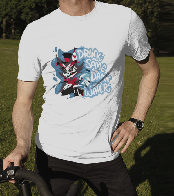Drink Some Damn Water Wolf Holding Bottle T-Shirt