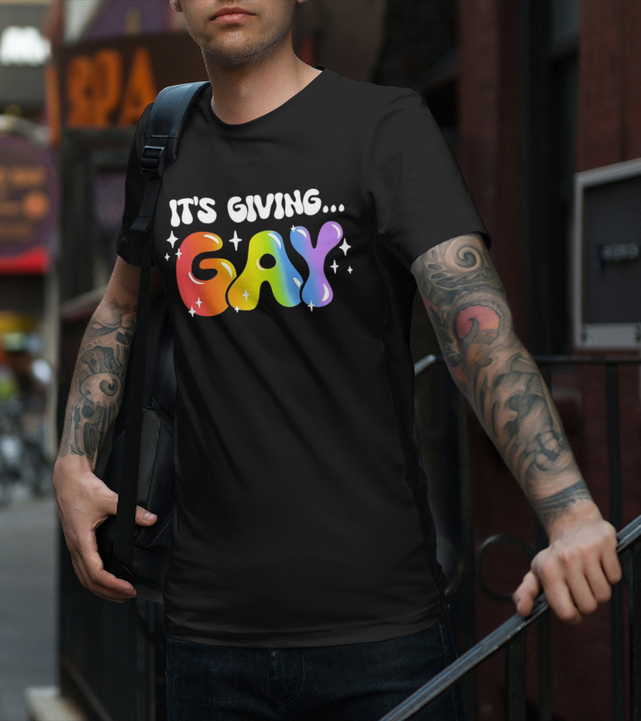 It's Giving Gay Pride Rainbow Sparkles T-Shirt