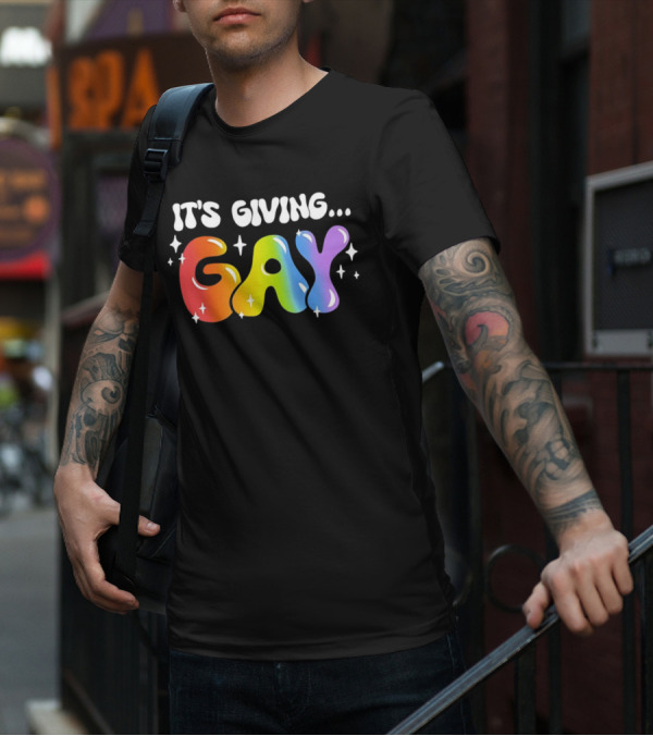 It's Giving Gay Pride Rainbow Sparkles T-Shirt