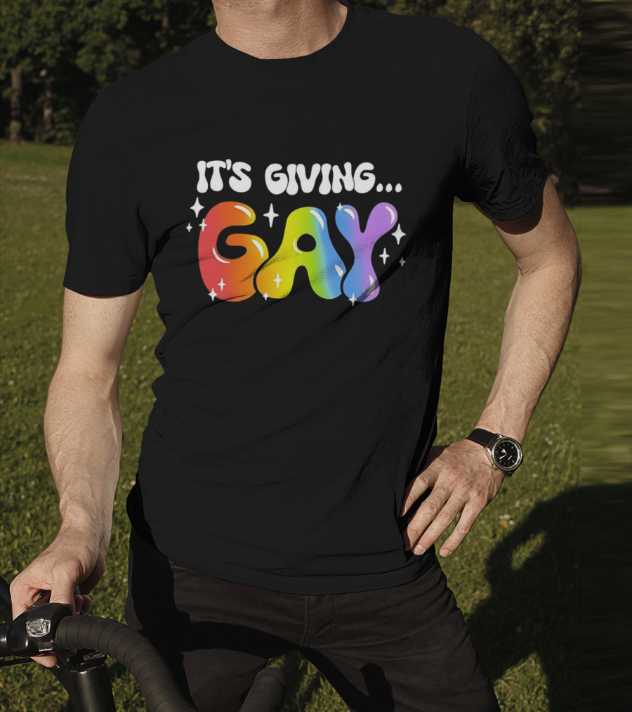It's Giving Gay Pride Rainbow Sparkles T-Shirt