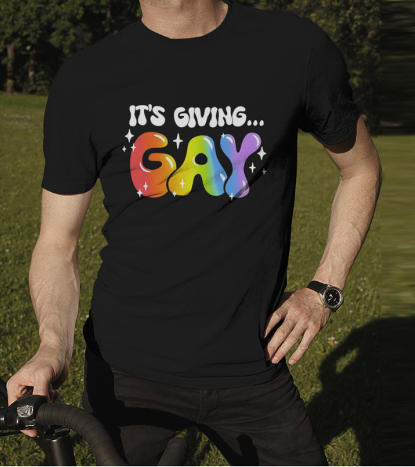 It's Giving Gay Pride Rainbow Sparkles T-Shirt