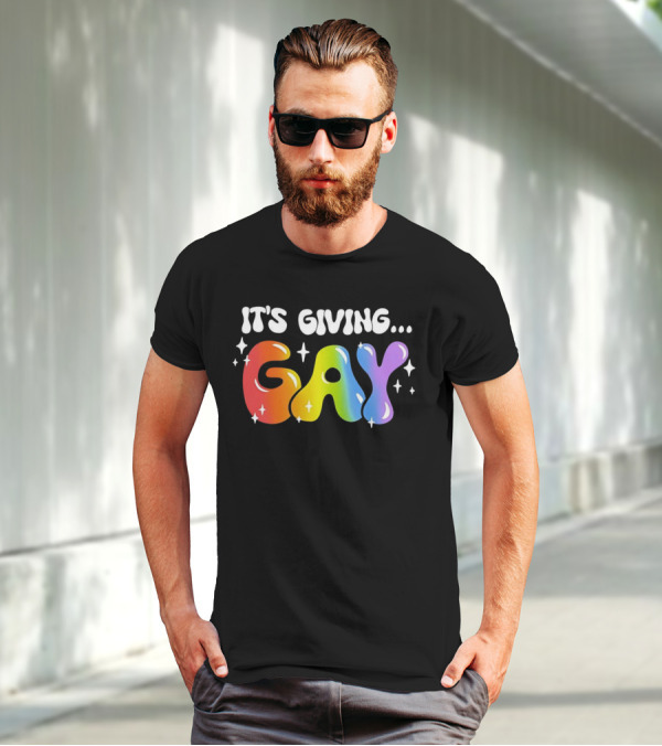 It's Giving Gay Pride Rainbow Sparkles T-Shirt