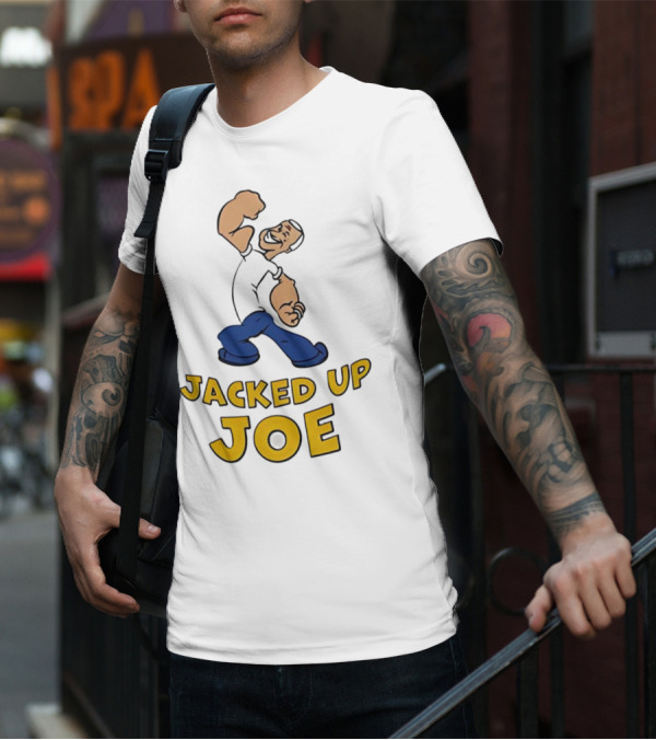 Jacked Up Joe Cartoon Flexing Character T-Shirt