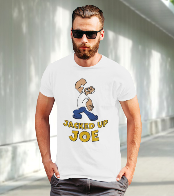 Jacked Up Joe Cartoon Flexing Character T-Shirt