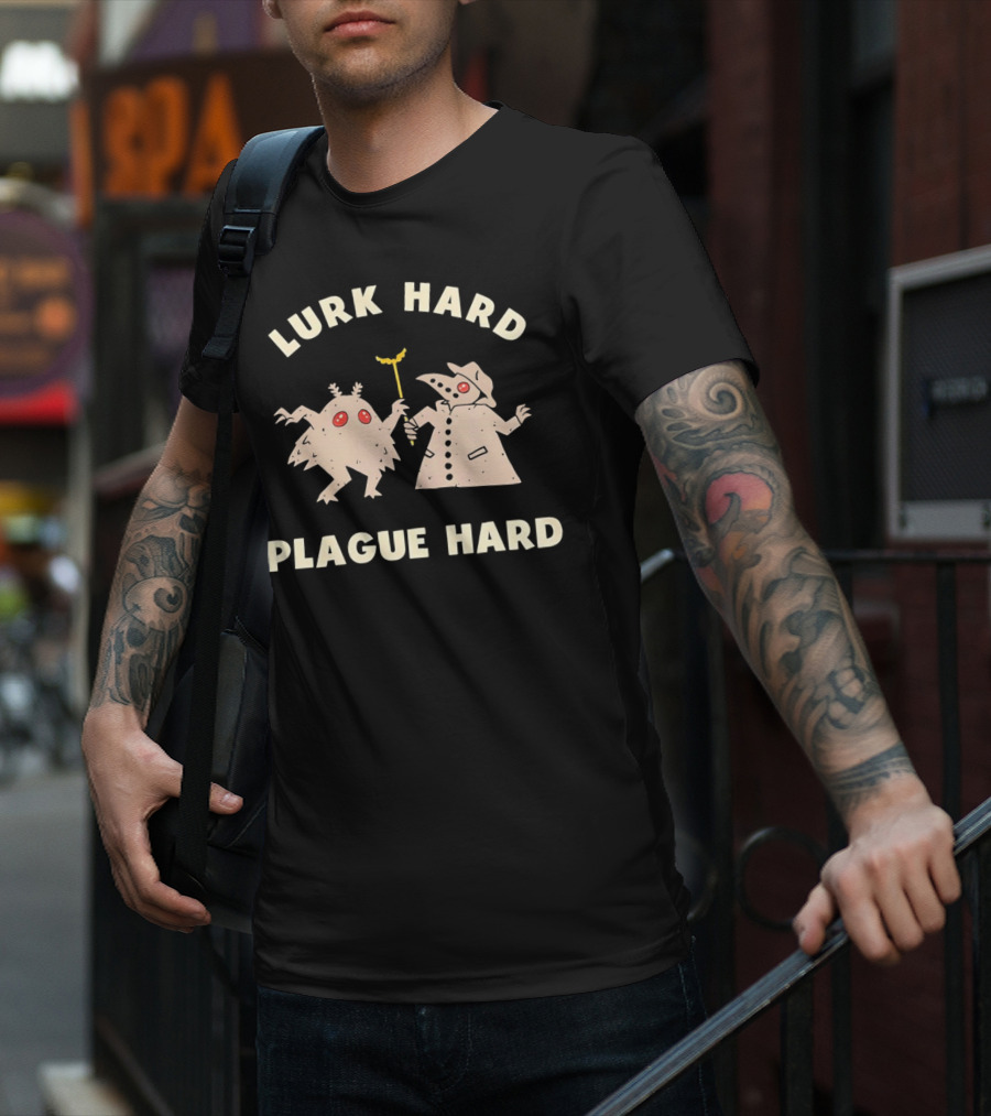 Lurk Hard Plague Hard Mothman And Plague Doctor Duo T-Shirt
