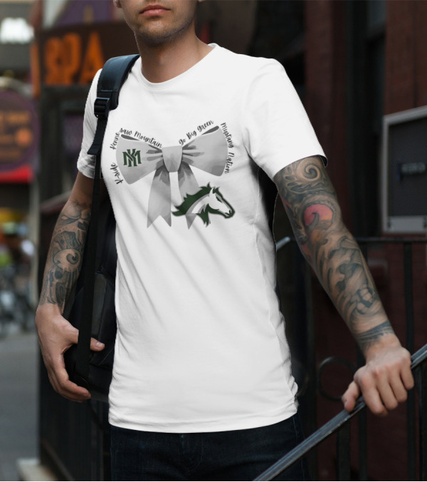 Bowtie Kennesaw Mountain Mustangs K-M Go Big Green Mustang Nation T-Shirt