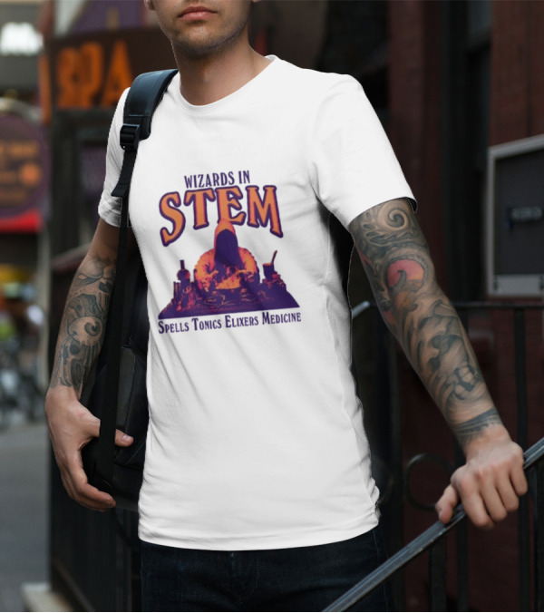 Wizards In STEM Spells Tonics Elixers Medicine Hooded Figure With Potions T-Shirt