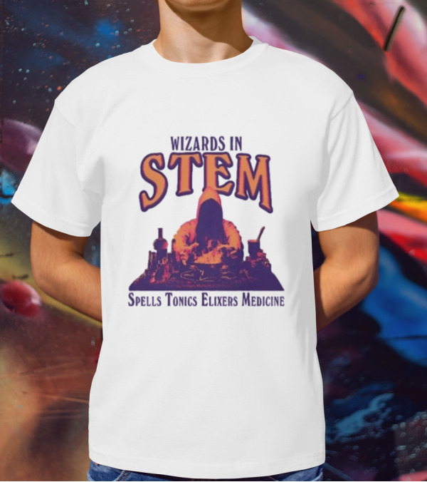 Wizards In STEM Spells Tonics Elixers Medicine Hooded Figure With Potions T-Shirt