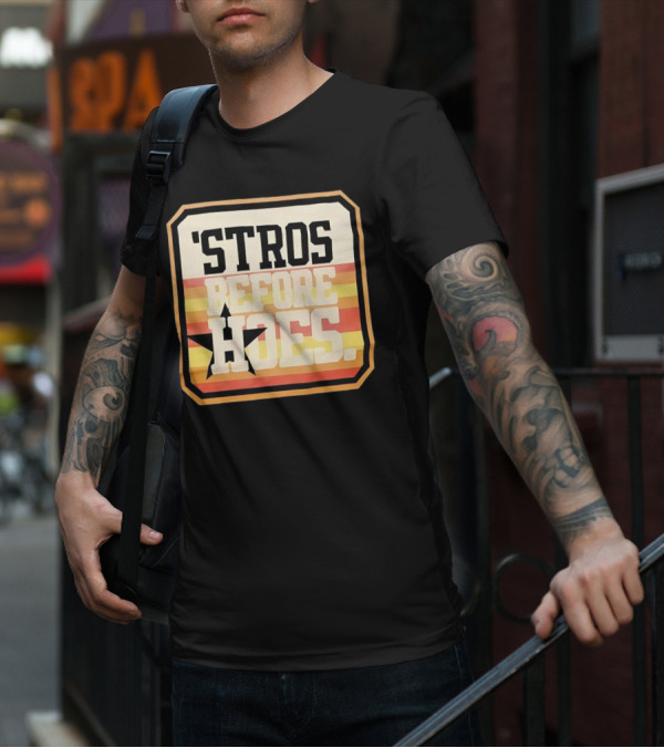 'Stros Before Hoes Houston Astros Star Retro T-Shirt