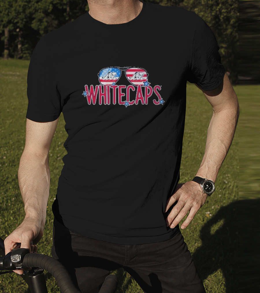 Whitecaps Sunglasses American Flag Stars T-Shirt