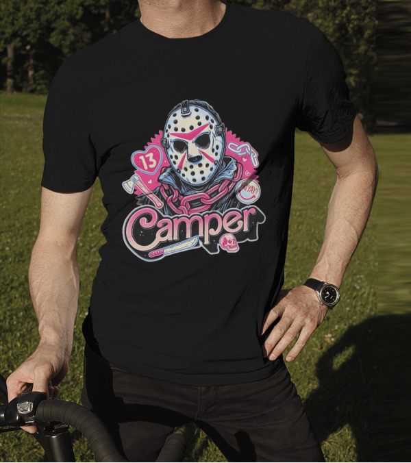 Camper 13 Jason Voorhees Mask And Chains With Ax And Knife Friyay Hearts T-Shirt