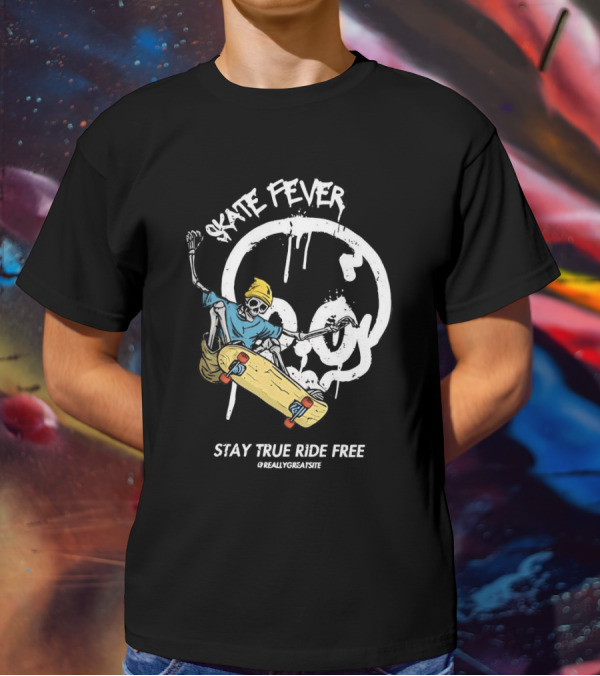 Skate Fever Skeleton Stay True Ride Free T-Shirt
